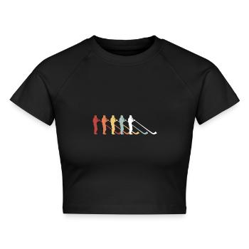 Musikinstrument Alphorn Schweizer Musikant Schweiz - Cropped Frauen Organic T-Shirt - Schwarz - Vorne - AI Model Female 172 light (172cm)