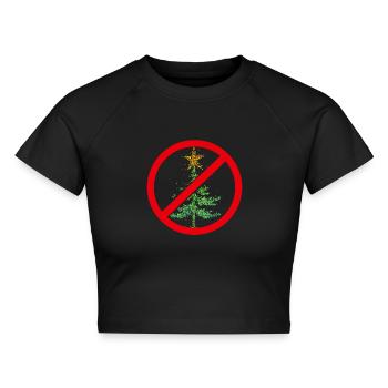 Anti Weihnachten Weihnachtsbaum Weihnachtsmuffel - Cropped Frauen Organic T-Shirt - Schwarz - Vorne - AI Model Female 172 light (172cm)