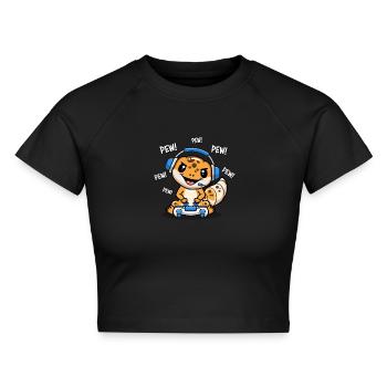 Leopardgecko - Cropped Frauen Organic T-Shirt - Schwarz - Vorne - AI Model Female 172 light (172cm)
