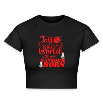 Merry Christmas And Happy New Year - Cropped Frauen Organic T-Shirt - Schwarz - Vorne - AI Model Female 172 light (172cm)