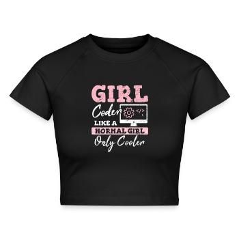 Funny Girl Coder Computer Programming Code Web Dev - Cropped Frauen Organic T-Shirt - Schwarz - Vorne - AI Model Female 172 light (172cm)