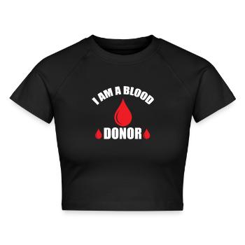Blutspende Blutspenden Blutspender - Cropped Frauen Organic T-Shirt - Schwarz - Vorne - AI Model Female 172 light (172cm)