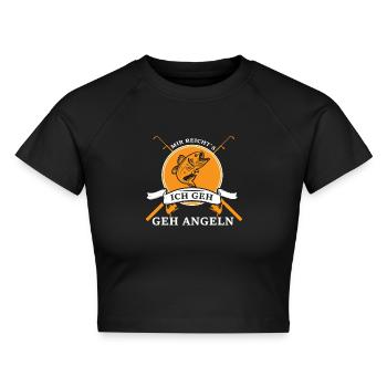 Mir reichts, ich geh Angeln - Cropped Frauen Organic T-Shirt - Schwarz - Vorne - AI Model Female 172 light (172cm)