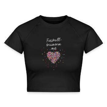 Fußballtrainerin mit Herz Trainerin Fußballerin - Cropped Frauen Organic T-Shirt - Schwarz - Vorne - AI Model Female 172 light (172cm)