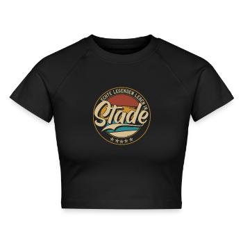 Stade Echte Legenden leben in Stadeer - Cropped Frauen Organic T-Shirt - Schwarz - Vorne - AI Model Female 172 light (172cm)