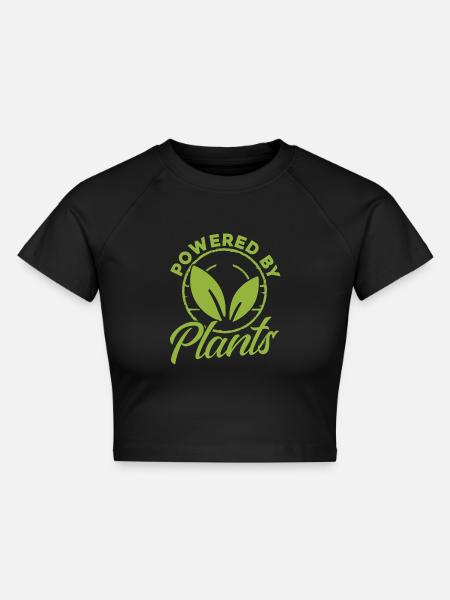 Powered By Plants - Cropped Frauen Organic T-Shirt - Schwarz