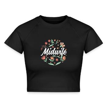 Hebamme Sprüche Geburtshilfe Beruf Hebammen - Cropped Frauen Organic T-Shirt - Schwarz - Vorne - AI Model Female 172 light (172cm)