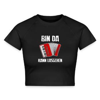 Bin da Ziehharmonika Akkordeon Akkordeonspieler - Cropped Frauen Organic T-Shirt - Schwarz - Vorne - AI Model Female 172 light (172cm)