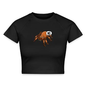 Vogelspinne Nö - Cropped Frauen Organic T-Shirt - Schwarz - Vorne - AI Model Female 172 light (172cm)