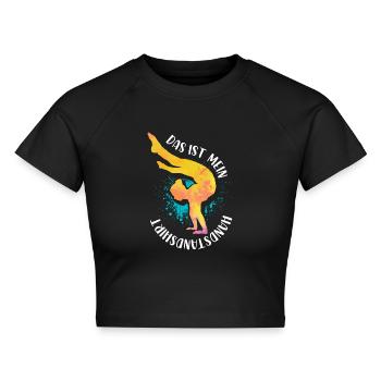 Turnen | Turnerin Gymnastik Turnen Mädchen Frauen - Cropped Frauen Organic T-Shirt - Schwarz - Vorne - AI Model Female 172 light (172cm)