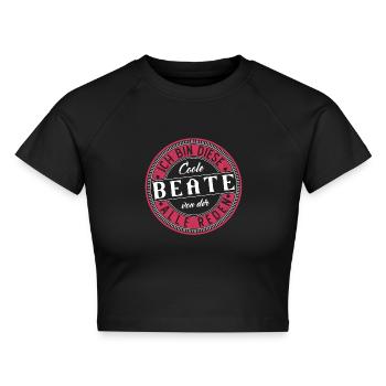 Beate Geschenkidee Geschenk Geburtstag - Cropped Frauen Organic T-Shirt - Schwarz - Vorne - AI Model Female 172 light (172cm)