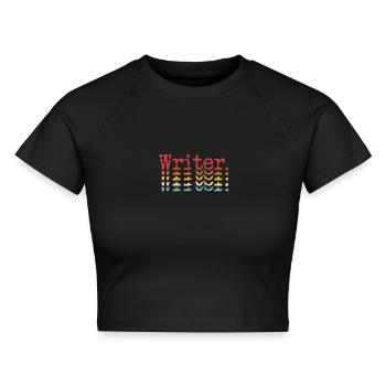 Autor - Cropped Frauen Organic T-Shirt - Schwarz - Vorne - AI Model Female 172 light (172cm)