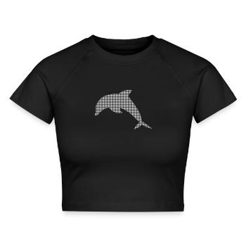 Delfin - Cropped Frauen Organic T-Shirt - Schwarz - Vorne - AI Model Female 172 light (172cm)