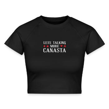 Weniger sprechende lustige Canasta-Kartenspiele - Cropped Frauen Organic T-Shirt - Schwarz - Vorne - AI Model Female 172 light (172cm)