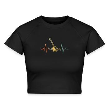 Banjo Banjospieler Banjoist - Cropped Frauen Organic T-Shirt - Schwarz - Vorne - AI Model Female 172 light (172cm)