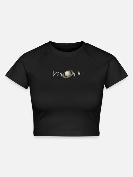 Saturn - Cropped Frauen Organic T-Shirt - Schwarz