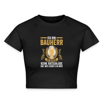 Bier Bauherr - Cropped Frauen Organic T-Shirt - Schwarz - Vorne - AI Model Female 172 light (172cm)