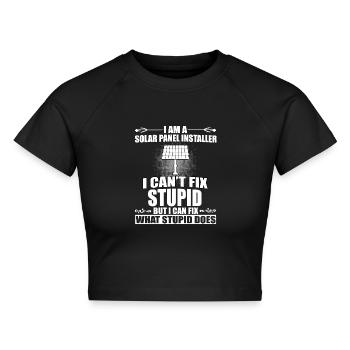 Lustiges Solarpanel Installateur Design - Cropped Frauen Organic T-Shirt - Schwarz - Vorne - AI Model Female 172 light (172cm)