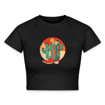 Colorful Cowboy Boots Stiefel - Cropped Frauen Organic T-Shirt - Schwarz - Vorne - AI Model Female 172 light (172cm)