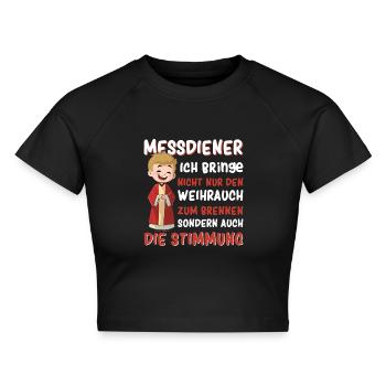 Messdiener Ministrant - Cropped Frauen Organic T-Shirt - Schwarz - Vorne - AI Model Female 172 light (172cm)