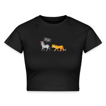 Zebra - Cropped Frauen Organic T-Shirt - Schwarz - Vorne - AI Model Female 172 light (172cm)