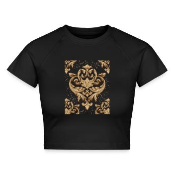 Barock, Barock-Design, Baroque Boho-Ornament - Cropped Frauen Organic T-Shirt - Schwarz - Vorne - AI Model Female 172 light (172cm)