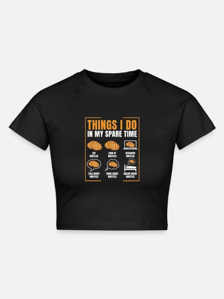 Waffeln - Cropped Frauen Organic T-Shirt - Schwarz