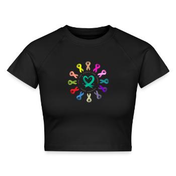 Aufklärung über Krebs , Kampf gegen Krebs , Liebe - Cropped Frauen Organic T-Shirt - Schwarz - Vorne - AI Model Female 172 light (172cm)