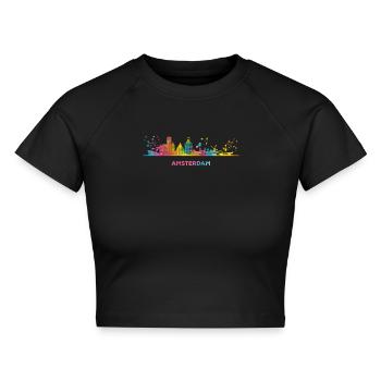 Amsterdam Skyline Amsterdam - Cropped Frauen Organic T-Shirt - Schwarz - Vorne - AI Model Female 172 light (172cm)