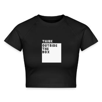 Think Outside The Box Lustiges Shirt - Cropped Frauen Organic T-Shirt - Schwarz - Vorne - AI Model Female 172 light (172cm)