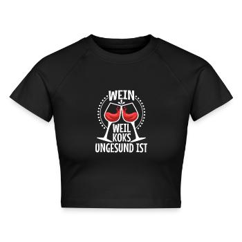 Wein weil koks ungesund ist - Cropped Frauen Organic T-Shirt - Schwarz - Vorne - AI Model Female 172 light (172cm)