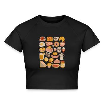 Frühstück & Brunch - Cropped Frauen Organic T-Shirt - Schwarz - Vorne - AI Model Female 172 light (172cm)