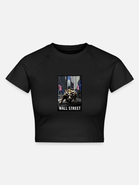 NY Stock Exchange Bull - Cropped Frauen Organic T-Shirt - Schwarz