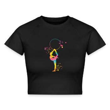Gymnastin Mit Hoop Rhythmische Gymnastik - Cropped Frauen Organic T-Shirt - Schwarz - Vorne - AI Model Female 172 light (172cm)