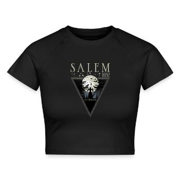 Salem 1692 They Missed One Halloween Hexe Mond - Cropped Frauen Organic T-Shirt - Schwarz - Vorne - AI Model Female 172 light (172cm)