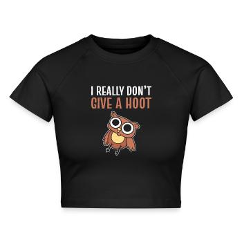 Eulen Wortspiele Wildtierbiologe - Cropped Frauen Organic T-Shirt - Schwarz - Vorne - AI Model Female 172 light (172cm)
