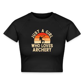 Bogenschütze Bogenschießen - Cropped Frauen Organic T-Shirt - Schwarz - Vorne - AI Model Female 172 light (172cm)