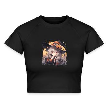 Hexe Hexen Hexe Halloween Hexen Outfit - Cropped Frauen Organic T-Shirt - Schwarz - Vorne - AI Model Female 172 light (172cm)
