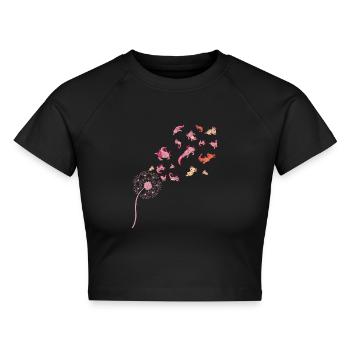 Schwanzlurch Haustier Geschenk Pusteblume Axolotl - Cropped Frauen Organic T-Shirt - Schwarz - Vorne - AI Model Female 172 light (172cm)
