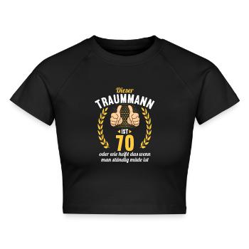 Dieser Traummann ist 70 Jahre 70 Geburtstag - Cropped Frauen Organic T-Shirt - Schwarz - Vorne - AI Model Female 172 light (172cm)