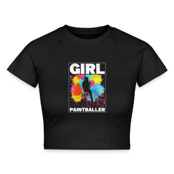 Mädchen Paintballer Spielerin Paintball Frau - Cropped Frauen Organic T-Shirt - Schwarz - Vorne - AI Model Female 172 light (172cm)