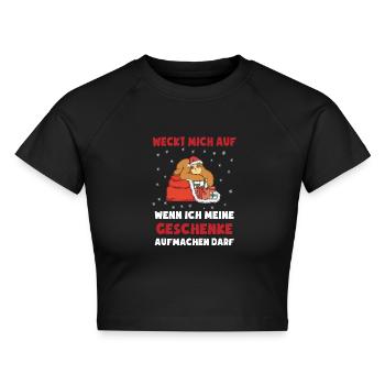 Weihnachten Geschenk Weihnachtsgeschenk Faultier - Cropped Frauen Organic T-Shirt - Schwarz - Vorne - AI Model Female 172 light (172cm)