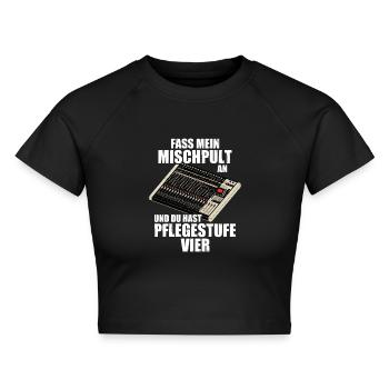 Pflegestufe 4 Tontechniker Toningenieur Tonmeister - Cropped Frauen Organic T-Shirt - Schwarz - Vorne - AI Model Female 172 light (172cm)