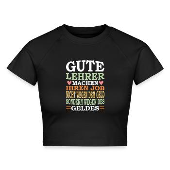 Lustiger Lehrer Grammatik Spruch für Schüler - Cropped Frauen Organic T-Shirt - Schwarz - Vorne - AI Model Female 172 light (172cm)