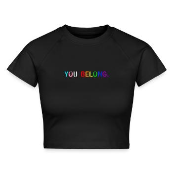 Gay Pride LGBTQ Support Funny LGBT Pride Month - Cropped Frauen Organic T-Shirt - Schwarz - Vorne - AI Model Female 172 light (172cm)