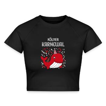 Echter Kölner Karneval Fasching Konfetti Närrin - Cropped Frauen Organic T-Shirt - Schwarz - Vorne - AI Model Female 172 light (172cm)