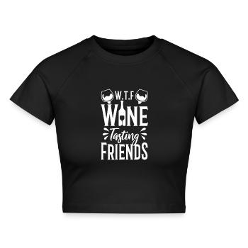 WTF Wine Tasting Friends - Cropped Frauen Organic T-Shirt - Schwarz - Vorne - AI Model Female 172 light (172cm)