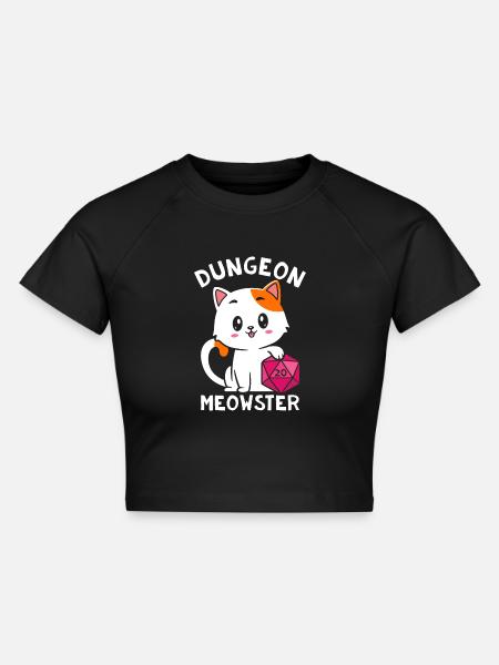 Dungeon Meowster - Cropped Frauen Organic T-Shirt - Schwarz