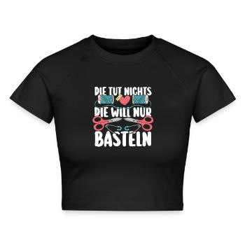 Bastler Bastelunterricht Basteln - Cropped Frauen Organic T-Shirt - Schwarz - Vorne - AI Model Female 172 light (172cm)