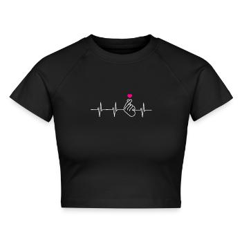 K-Pop Fan Geschenk Koreanische Popmusik - Cropped Frauen Organic T-Shirt - Schwarz - Vorne - AI Model Female 172 light (172cm)